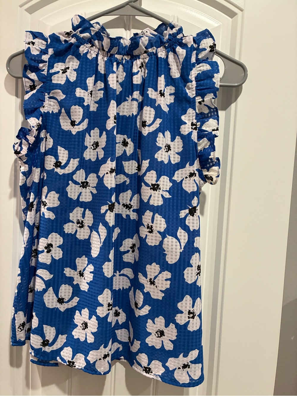 Who What Wear Blue Floral Ruffle Neck Sundress